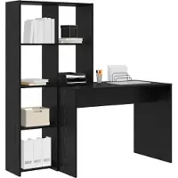 Syfax Bureau met plank Zwart Eiken 138,5 x 55 x 143 cm Bewerkt hout