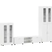 vidaXL Tv-meubelset FLORIN 3 st Hoogglans wit Bewerkt hout