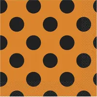Generik Set oranje met zwarte stippen servetten - Feestdecoratievoorwerp
