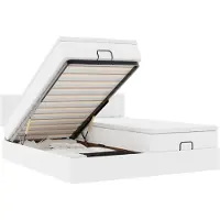 vidaXL Ottoman bed met matrassen en LED's 160x200cm kunstleer wit
