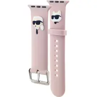 Karl Lagerfeld Pasek KLAWLSLKCNP Apple Watch 42/44/45/49mm różowy/roze bandje 3D Rubber Karl&Choupett (Hoogwaardige siliconen, Apple Watch Ultra, Apple Watch SE), Horlogebandjes, Roze