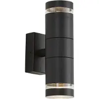 QAZQA Moderne buiten wandlamp zwart 2-lichts IP44 - Dubbla