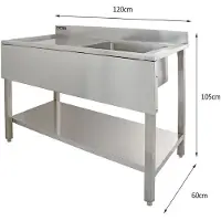 KuKoo Commerciële spoelbak roestvrij staal horeca keuken enkele kom 1,0 eenheid LH afdruiprek