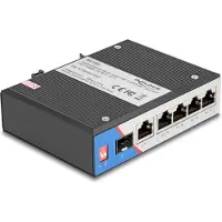 DeLOCK Industrial Gigabit Ethernet Switch 4 Port PoE 1 Port RJ45 1 Port SFP for DIN rail