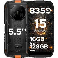 Doogee Fire 3 Pro 4G - Robuuste Smartphone - Outdoor telefoon - 16 GB RAM+128 GB/2TB TF - Android 15 - 8350 mAh/18 W - 5,5 inch HD+ - Gemini AI - NFC - GPS - Face ID - Vingerafdrukscanner - Oranje