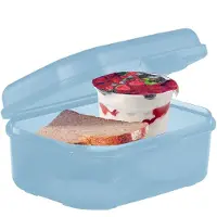 Westmark 2x lunchbox/snackbox, met kliksluiting, hoogte: ca. 7,4 cm, kunststof, maxi, blauw, 235222EB