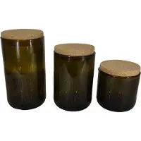 Contento Voorraad potten | Set van 3 | gerecyclede wijnflessen | Bruin/groen