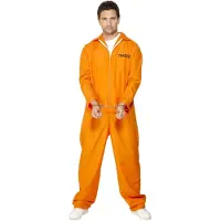 Smiffys Oranje Jumpsuit Gevangene Boef Pak | maat XL