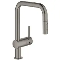 GROHE Keukenmengkraan minta u-uitloop uittrekbare dual spray hard graphite geborsteld