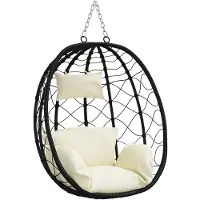 vidaXL Hangende ei-stoel poly rattan 91,5 x 54,5 x 107 cm Crèmewit