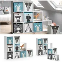 Vicco Kinderboekenkast – 142.4 x 107.8 cm met 8 vouwboxen Wit