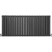 MonsterShop Design Radiator Sierradiator Verwarming - Antraciet - 600 mm x 1400 mm - Inclusief Schoonmaakborstel + Bevestigingsset - Plat Horizontaal
