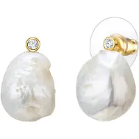 Lulu & Jane Oorbellen goud / transparant / parelwit