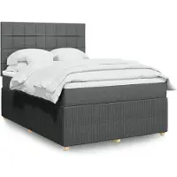 vidaXL Boxspring met matras stof donkergrijs 160x200 cm