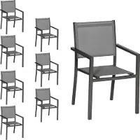 Happy Garden Set van 8 antraciet aluminium stoelen - grijs textilene