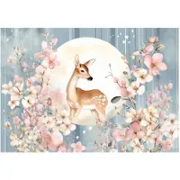 WALLARENA - Fotobehang - 300x210 cm - schattige hert met bloemen voor meisjeskamer