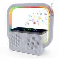 LONGZIMING -Luidspreker – Bluetooth Speaker – Draadloos Oplaadstation met Bluetooth Speaker – LED Sfeerverlichting – Speaker met Helder Geluid – Multifunctionele Bureau- en Nachtkast Speaker