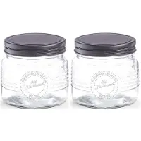 Zeller voorraadpot Old Fashioned - 2x - bewaarpot - 420 ml - 10 x 9 cm - transparant - glas
