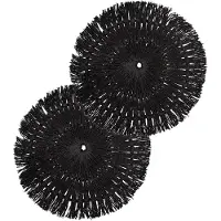Secret De Gourmet Placemat Raffia - Set van 8x stuks - zwart - D38 cm - rond - tafel onderleggers