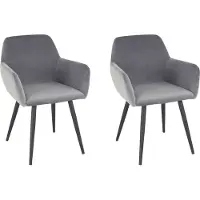 Notio Living Live-Eetkamerstoel - Set van 2 - Grijs Fluweel
