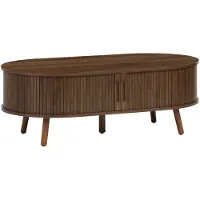 Sweeek - Salontafel met 2 schuifdeuren en 3 vakken met houteffect 110 x 59 x 39cm - legacy