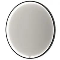 Ink SP33 Spiegel Rond In Kader 80cm Directe & Indirecte LED - Mat Zwart - Aluminium, Glas - Rond - Spiegels, Badkamerspiegels - 8718835387662