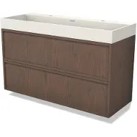 Maxaro Modulo Plus Badkamermeubel met wastafel | 120 cm Cacao eik Frame front Solid surface 2 lades onder elkaar