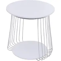 MCA salontafel MCW-P60, bijzettafel koffietafel loungetafel, metaal MDF rond Ø 50 cm ~ wit