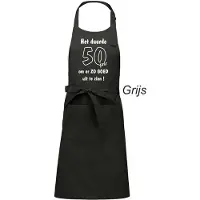 Kariban Schort - Het duurde 50 jaar - exclusieve keuken- of barbecueschort - wit - opdruk zwart/rood