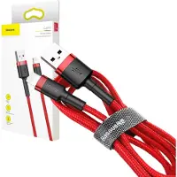 Baseus - Cafule - Kabel Duurzame Nylon Kabel USB / Lightning QC3.0 1.5A 2M Rood - (CALKLF-C09)