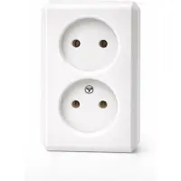 Plieger - Wandcontactdoos Opbouw - Wit - Dubbel Stopcontact - Zonder randaarde – Kema Keur