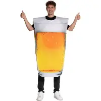 Partychimp Bier Glas Verkleedpak Biertje Bier Kostuum Unisex Kostuum Carnavalskleding Carnaval kostuum verkleedkleding Volwassenen - Polyester - Geel- Unisex - One size