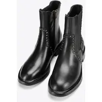 WITTCHEN Dames leren Chelsea boots met decoratieve klinknagels, zwart