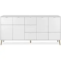 CALICOSY Dressoir met 4 deuren, 3 lades, decor in wit en eiken, l190 cm klint