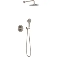 May Thermostatische Inbouw Doucheset - Wandarm - 3-standen Handdouche - Wandhouder - Geborsteld Nickel PVD - Messing - Kranen, Douchekranen, - Kranen, Douchekranen, Douchesets, Inbouw douchesets
