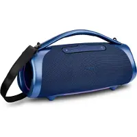 Medion P61768 draagbare Bluetooth luidspreker (oplaadbare batterij, bass boost, RGB lichteffecten, IPX7 waterbescherming & robuust, geïntegreerde powerbank, 100W (RMS) totaal, 2x 25W + 50W) Blauw