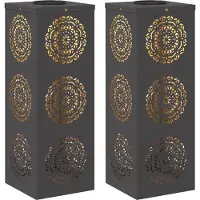 vidaXL Zonnepaneel LED straatlamp, 2 stuks, warm wit licht, 18 x 18 x 50 cm