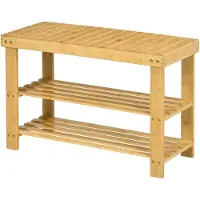 HOMCOM -Schuhschrank-Bambus-70L x 28B x 45H cm-Naturholz