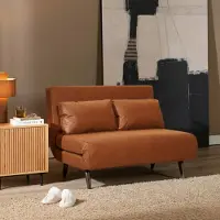 Livin24 Slaapbank 1,5 persoons Kristian cognac eco-leer