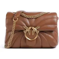 Pinko Leren schoudertas Love Puff Mini CL Sheep Nappa Quilt Brown - Lion - Antique Gold Lichtbruin