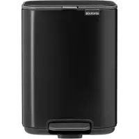 Brabantia Bo, 4 liter, Rechthoekig, RVS, Zwart, Kunststof, Met pedaal