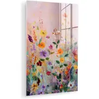 MuchoWow Glasschilderij 60x90 cm - Schilderij acrylglas - Schilderij - Bloemen - Abstract - Kleurrijk - Foto op glas - Muurdecoratie woonkamer - Wanddecoratie slaapkamer - Schilderijen