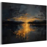MuchoWow Aluminium schilderij 150x100 cm - Wanddecoratie metaal - Gouden Reflectie op Water - Metalen muurdecoratie woonkamer - Decoratie industrieel - Foto op dibond - Industriële accessoires slaapkamer