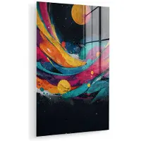 MuchoWow Glasschilderij 120x180 cm - Schilderij acrylglas - Banen - Golven - Kleurrijk - Abstract - Foto op glas - Muurdecoratie woonkamer - Wanddecoratie slaapkamer - Schilderijen