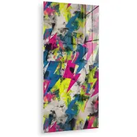 MuchoWow Glasschilderij 40x80 cm - Schilderij acrylglas - Bliksemschichten - Patroon - Marmer - Kleuren - Foto op glas - Muurdecoratie woonkamer - Wanddecoratie slaapkamer - Schilderijen