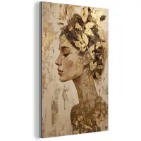 MuchoWow Aluminium schilderij 60x90 cm - Wanddecoratie metaal - Vrouw - Goud - Abstract - Textuur - Metalen muurdecoratie woonkamer - Decoratie industrieel - Foto op dibond - Industriële accessoires slaapkamer