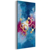 MuchoWow Aluminium schilderij 40x80 cm - Wanddecoratie metaal - Cirkels - Goud - Abstract - Metalen muurdecoratie woonkamer - Decoratie industrieel - Foto op dibond - Industriële accessoires slaapkamer