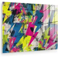 MuchoWow Glasschilderij 40x30 cm - Schilderij acrylglas - Bliksemschichten - Patroon - Marmer - Kleuren - Foto op glas - Muurdecoratie woonkamer - Wanddecoratie slaapkamer - Schilderijen