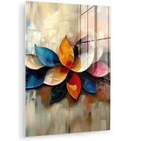 MuchoWow Glasschilderij 30x40 cm - Schilderij acrylglas - Bloem - Abstract - Kleurrijk - Bladeren - Foto op glas - Muurdecoratie woonkamer - Wanddecoratie slaapkamer - Schilderijen