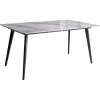 Beliani RODALLO - Tuintafel - Zwart/Grijs marmer - 160 x 90 cm - Steen